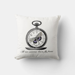 Uren vliegen snel, Pocket watch en vlinder Kussen