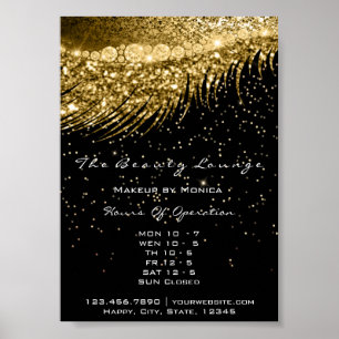 Uren wimpers make-up gouden confetti zwart poster