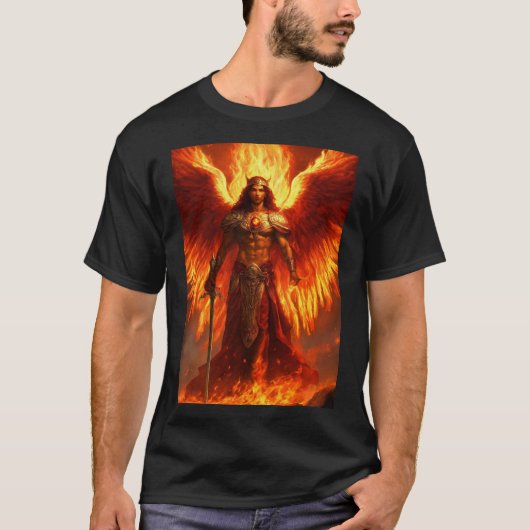 Uriel's Fire Statue Engel Flames Design T-shirt (Voorkant)
