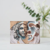 Urn Face Copper Blue Computer Art Briefkaart (Staand voorkant)