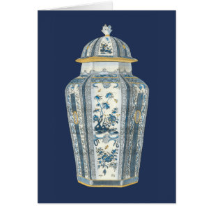 Urne asiatique décorative dans bleu et blanc