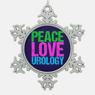 Urologist Peace Love Urology Tin Sneeuwvlok Ornament