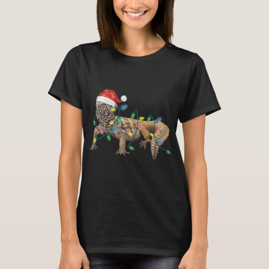 Uromastyx Kerstverlichting Santa Hoed Dabb Lizard  T-shirt (Voorkant)