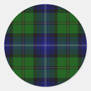 Urquhart tartan blauwe groene vleid ronde sticker