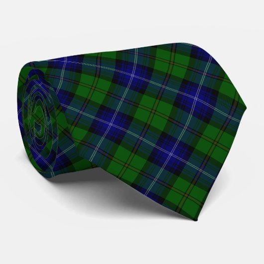Urquhart tartan blauwe groene vleid stropdas (Opgerold)