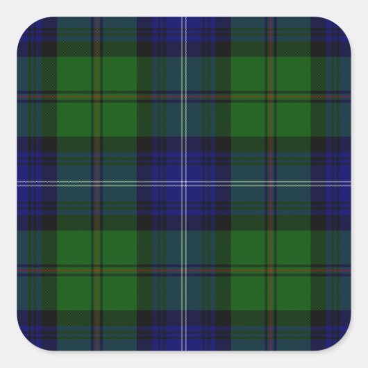Urquhart tartan blauwe groene vleid vierkante sticker (Voorkant)