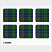 Urquhart tartan blauwe groene vleid vierkante sticker (Vel)