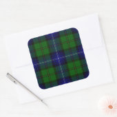 Urquhart tartan blauwe groene vleid vierkante sticker (Envelop)