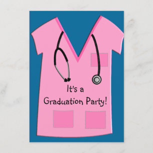 Urse Graduation Invitations Pink Scrub Top Kaart