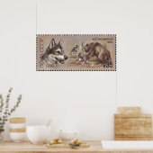 URSS ~ Timbre Poster Chasse Chien 05 (Cuisine)