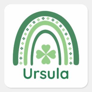 Ursula Name Clover Boho Rainbow Vierkante Sticker