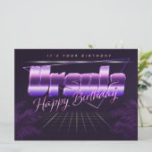 Ursula Name Vorname lila retro Karte Geburtstag Kaart (Staand voorkant)