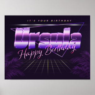 Ursula Nom Vorname lila retro Poster Geburtstag