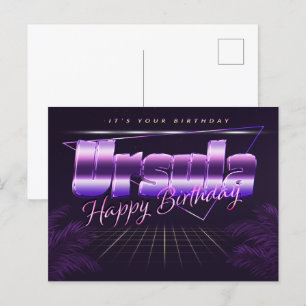 Ursula prénom carte postale violette anniversaire