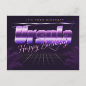 Ursula prénom carte postale violette anniversaire (Devant)