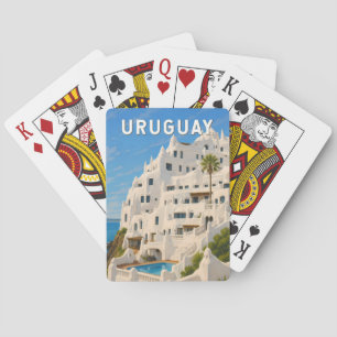 Uruguay Casapueblo Illustratie Reis Kunst Vintage Pokerkaarten