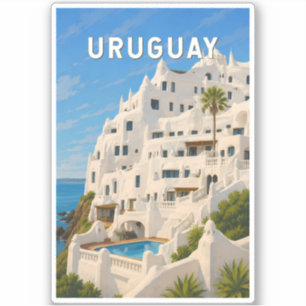 Uruguay Casapueblo Illustratie Reis Kunst Vintage Sticker