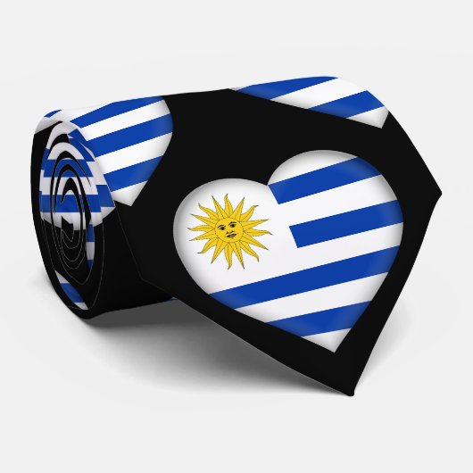 Uruguay Drapeau Couleurs Coeur Motif Cravate (Roulé)