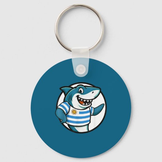Uruguay Flag Shark Funny Uruguayan  Sleutelhanger (Voorkant)