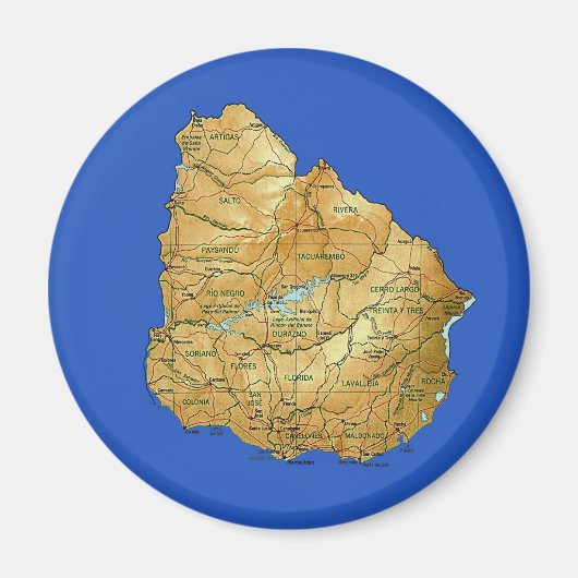 Uruguay Kaart Magnet Magneet (Voorkant)