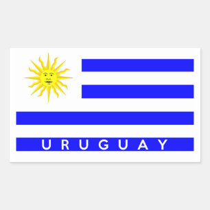 URUGUAY LAND VLAG SYMBOLEN NAAM TEKST RECHTHOEKIGE STICKER