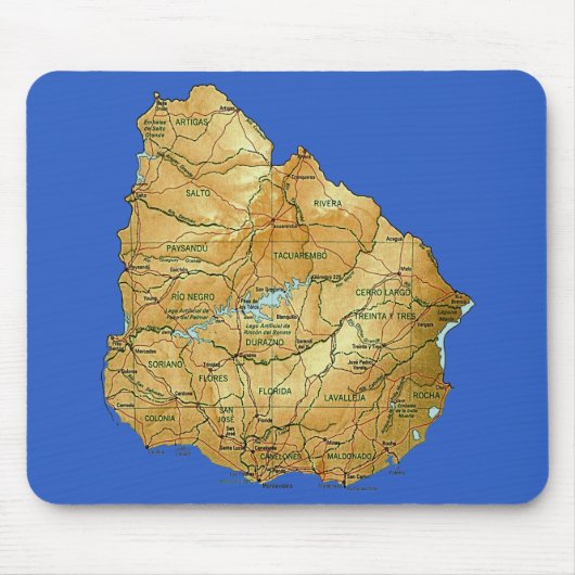 Uruguay Map Mousepad Muismat (Voorkant)