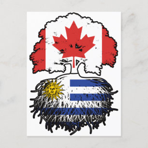 Uruguay Uruguayaanse Canadese vlag over boomstamme Briefkaart