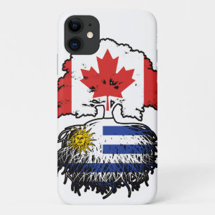Uruguay Uruguayaanse Canadese vlag over boomstamme iPhone 11 Hoesje