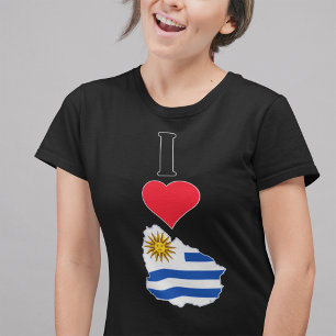 Uruguay Vertical I Love Uruguayan Flag Map Womens T-shirt