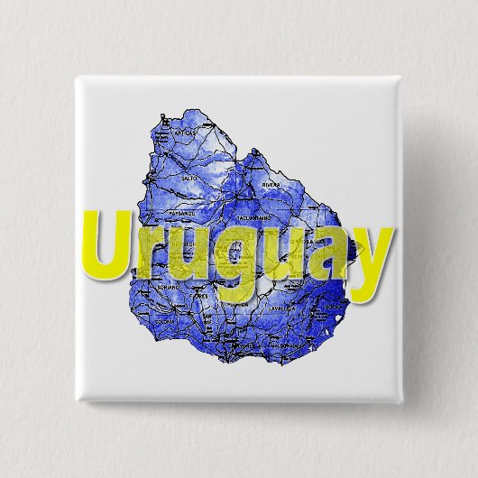 Uruguay Vierkante Button 5,1 Cm (Voorkant)