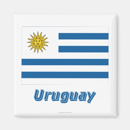 Uruguay Vlag met naam Magneet (Voorkant)