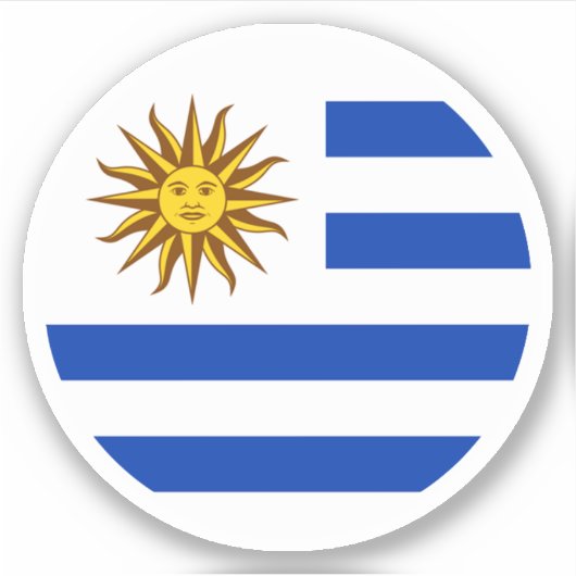Uruguay Vlag Ronde Sticker (Voorkant)