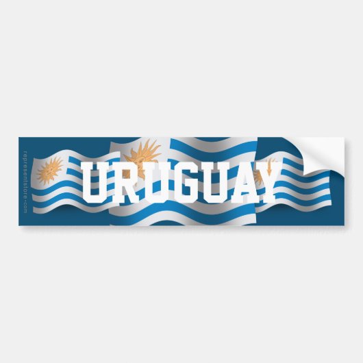 Uruguay-Waving-vlag Bumpersticker (Voorkant)