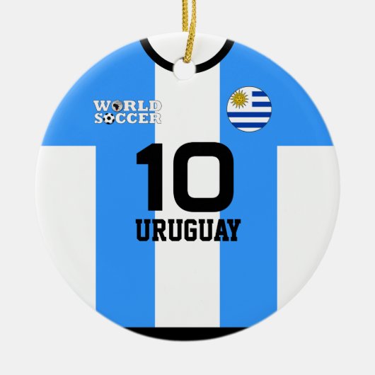 Uruguay World Soccer Jersey Ornament (Voorkant)