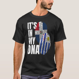 Uruguayaan en Dominicaanse Mix DNA-vlaggenwerelder T-shirt
