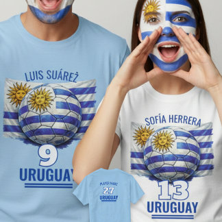 Uruguayaans Nationaal Voetbal Erfgoed Vlag Voetbal T-shirt