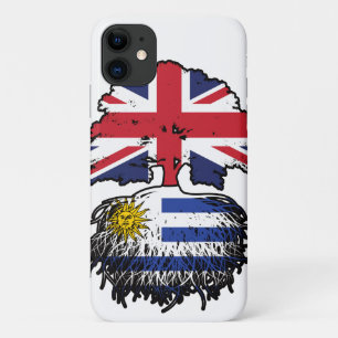 Uruguayaanse Britse vlag over boomstammen iPhone 11 Hoesje