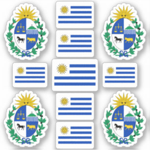 Uruguayaanse staatssymbolen / wapenschild en vlag sticker