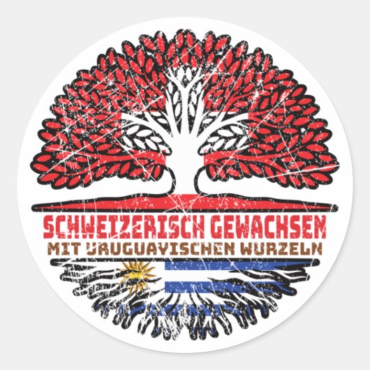 Uruguayisch Schweizer Schweiz Baum Wurzel Ronde Sticker (Voorkant)