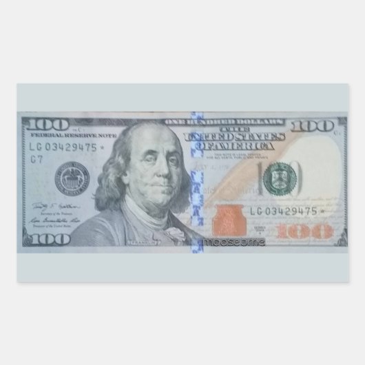 US $100 Star Note LG03429475 Rechthoekige Sticker (Voorkant)