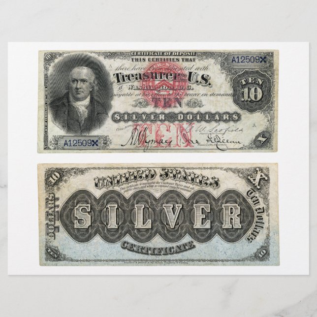 US $ 10 Silver Certificate 1878 (Voorkant)
