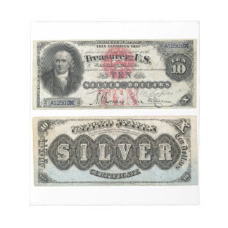 US $ 10 Silver Certificate 1878 Notitieblok