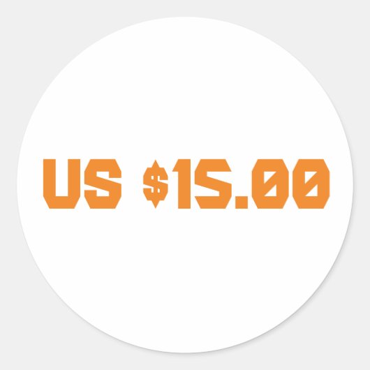 us $ 15 ronde sticker (Voorkant)