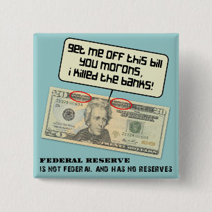 US 20 dollarbiljet Federal Reserve Vierkante Button 5,1 Cm