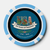 US 250 Years of Freedom Light Blue & Navy Poker Chips (Achterkant)