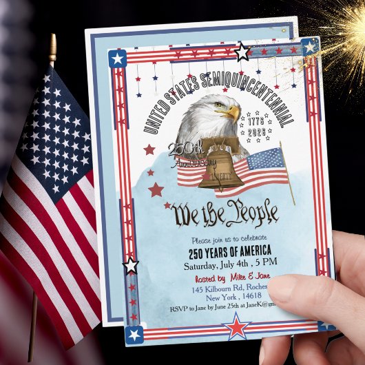 US 250th Anniversary Liberty Bell Eagle Invitation