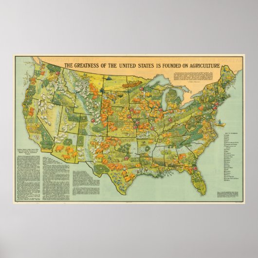  US Agricultural Map (1922) Poster (Voorkant)