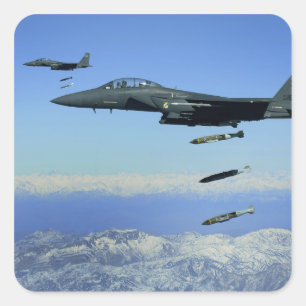 US Air Force F-15E Strike Eagle vliegtuig Vierkante Sticker