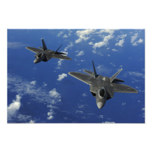 US Air Force F-22 Raptors in vlucht bij Guam Foto Afdruk