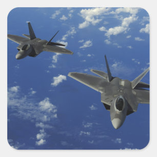 US Air Force F-22 Raptors in vlucht bij Guam Vierkante Sticker
